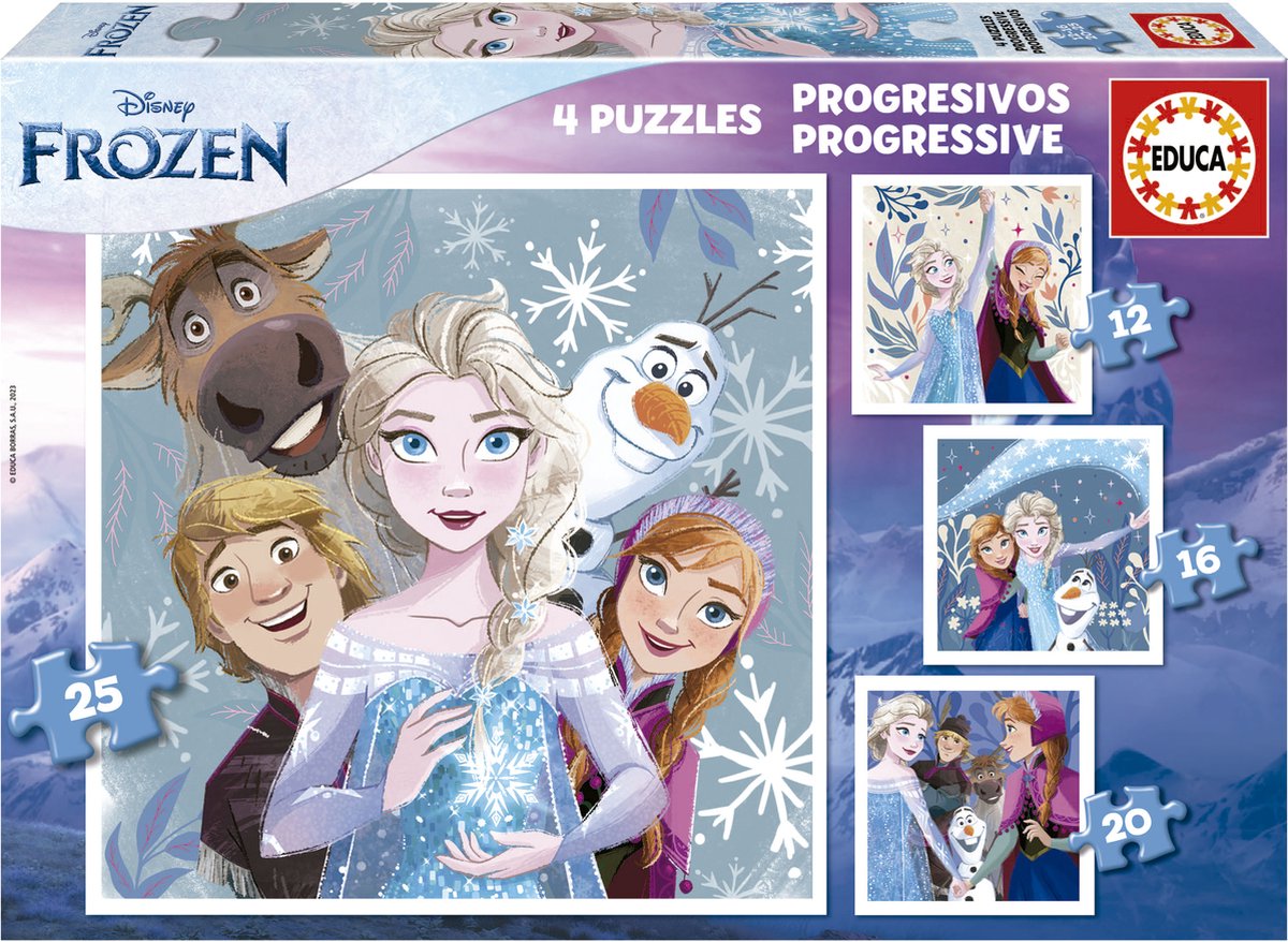 Educa - progressives Puzzle - Frozen - 4 Puzzles mit 12-16-20-25 Teilen