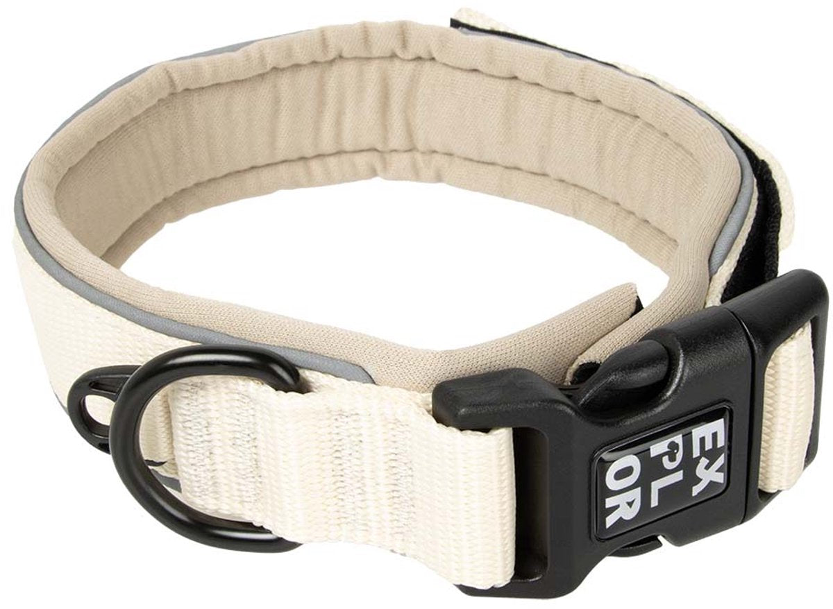 Explor Duvoplus Ultimate Fit Halsband, bequeme Mode für Hunde, XL-52–61 cm, Antikweiß