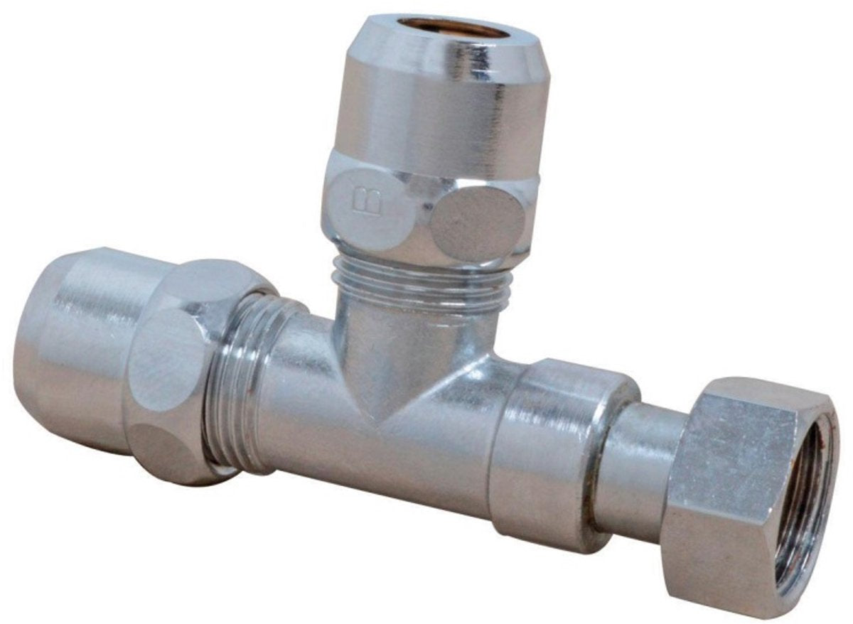 Kirchhoff MS-Klemmverschraubung T-Stück – Chrom – 3 8 Bi x 10 mmq x 10 mmq