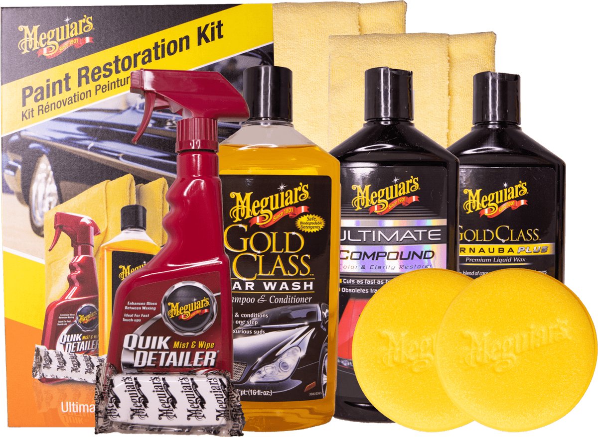 Meguiar's Meguiar's Paint Restoration Kit – komplettes Lackrestaurierungsset – einschließlich Shampoo, Tonriegel, Verbundwachs – für stumpfe, vernachlässigte Farbe