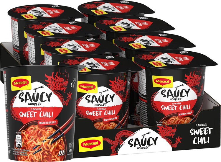 Maggi Saucy Nudeln Sweet Chili - 8 Stück x 75g - Vorteilspackung