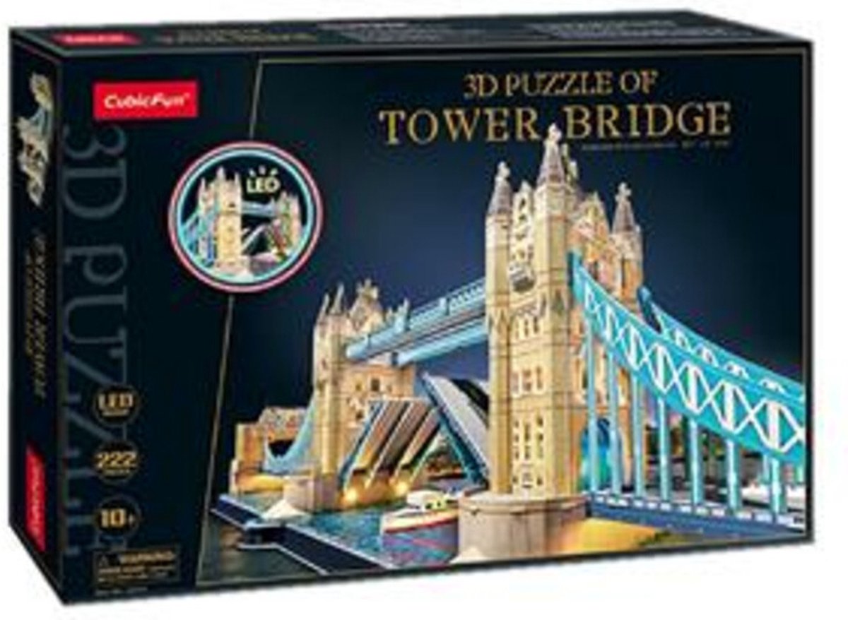 Kubisch lustige kubische lustige 3d puzzle turmbrücke + LED -Beleuchtung 222 Teile
