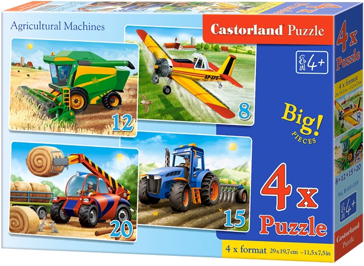 Castorland 4x1 Puzzle 8-12-15-20 Landmaschinen
