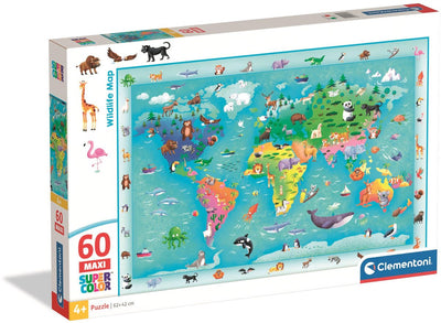 Clementoni – Puzzle – 60 Maxiteile – Wildtierkarte 2025 – Kinderpuzzle – ab 4 Jahren