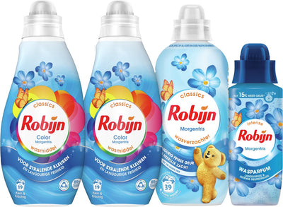 Robijn Perfect Match - Morning Fresh - 4 Stück - 2x Waschmittel + 1 Weichspüler + 1 Waschparfüm - Vorteilspack
