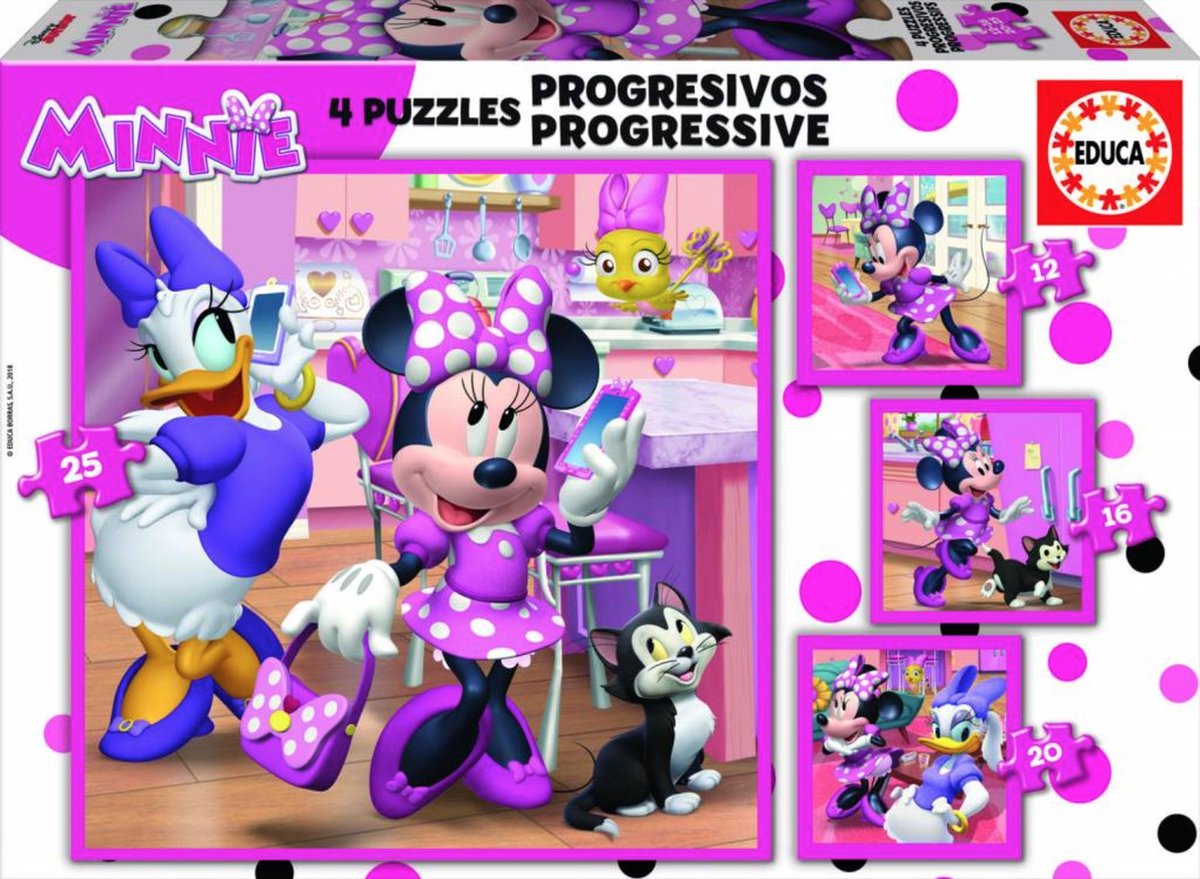 Educa Puzzle Minnie Mouse Progressive – 4-in-1-Papppuzzle.