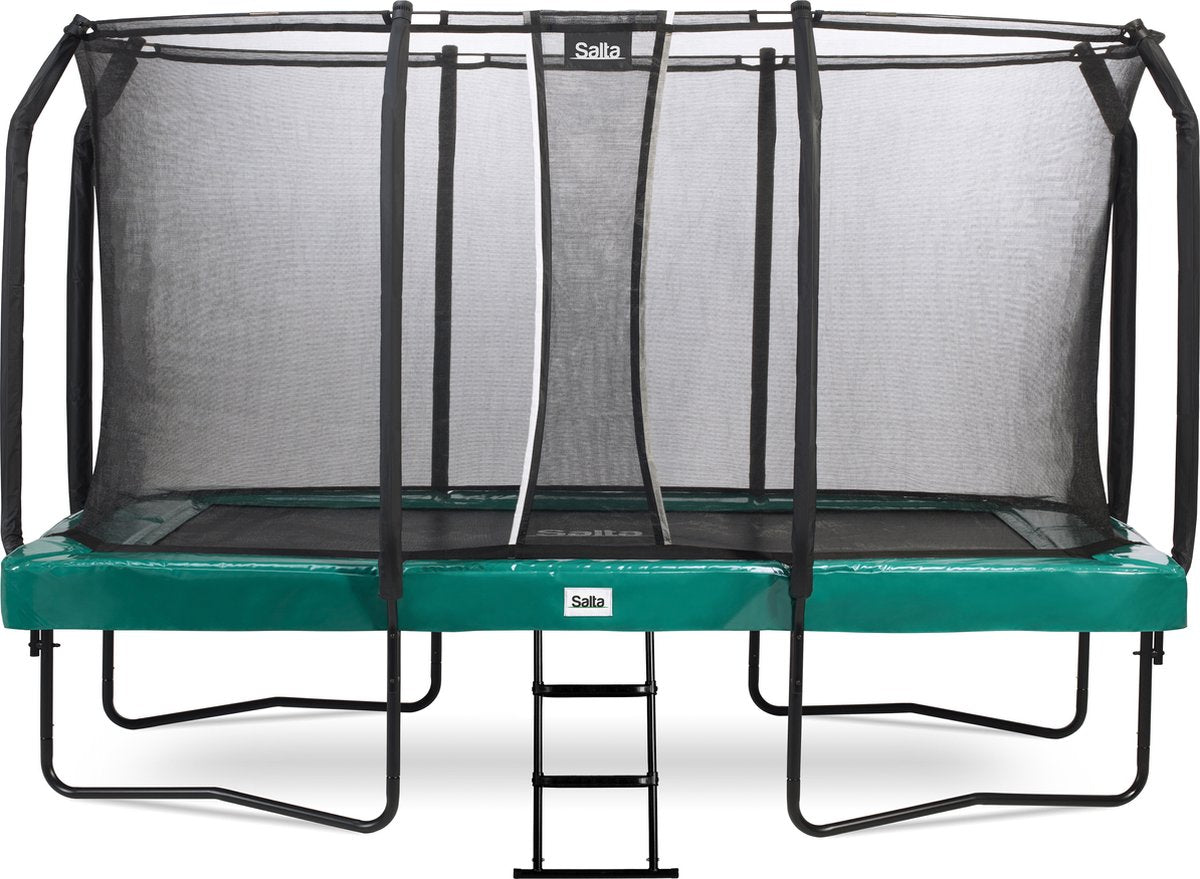 Salta First Class – Trampolin mit Sicherheitsnetz und Leiter – 427 x 244 cm – grün