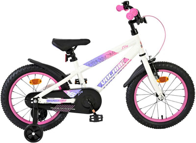 Volare Lily Kinderfahrrad – Mädchen – 16 Zoll – Weiß Rosa Lila