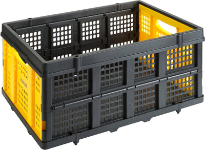 Stanley Faltkiste FT505 – faltbare Einkaufskiste – Tragkraft bis 25 kg – Fassungsvermögen 50 l – 56,8 x 41 x 27,2 cm – schwarz gelb