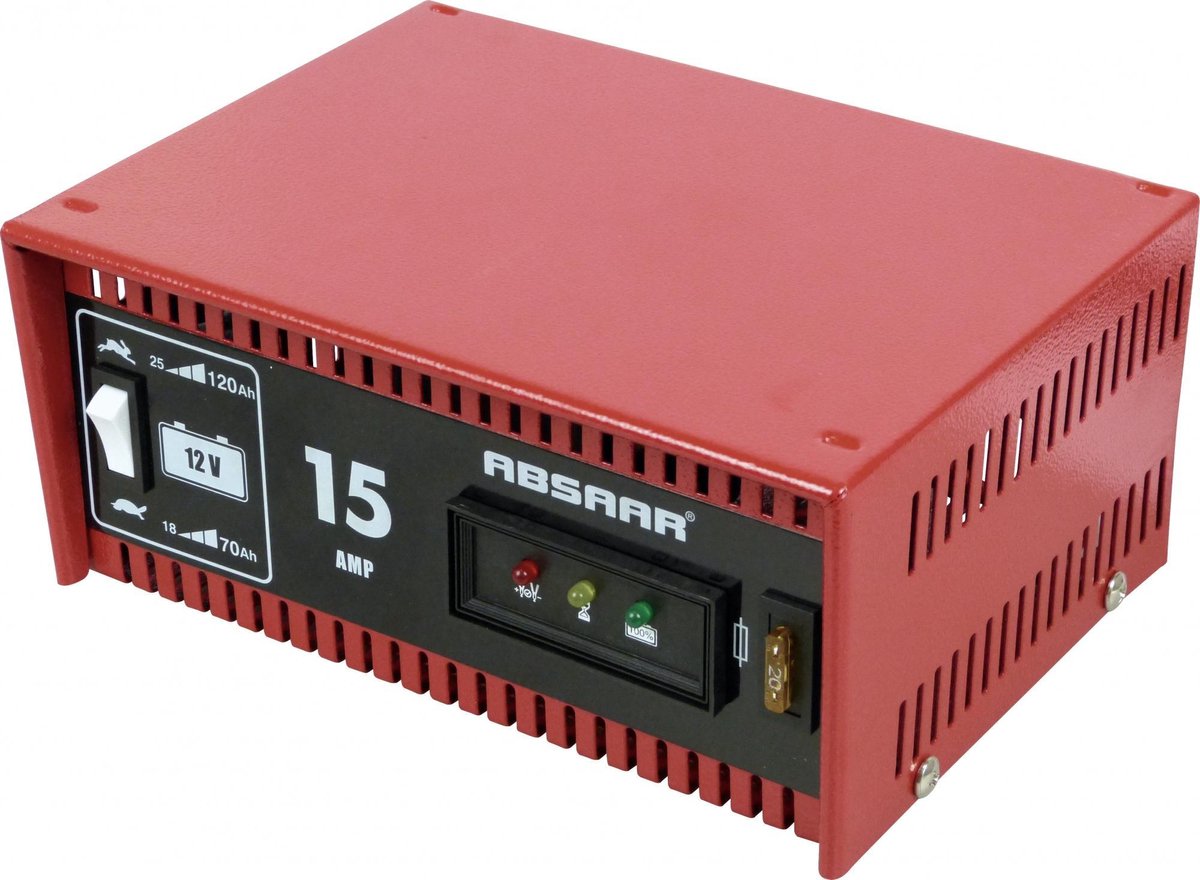 Absaar Batterieladegerät 12 Volt 18-120 Ah 15 Ampere rot