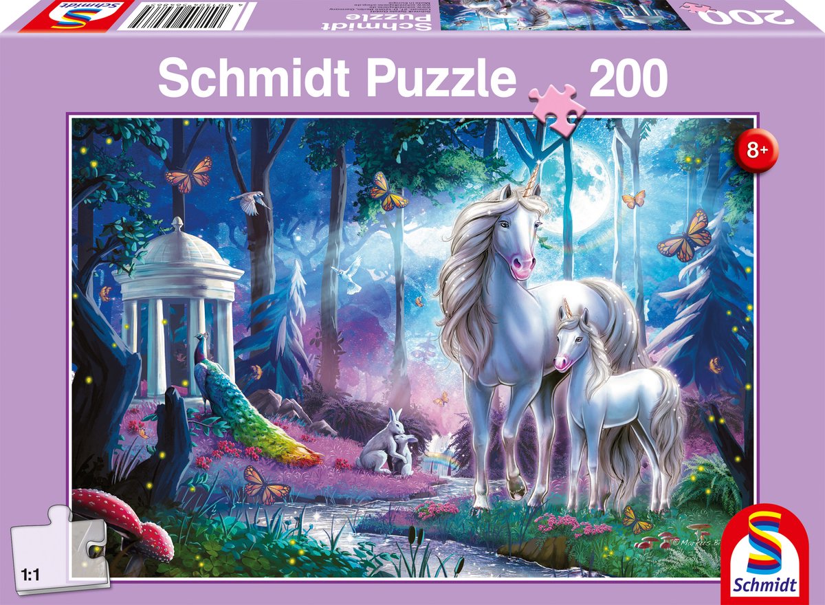 Schmidt - Puzzle - Einhornstute mit Fohlen - 200 Teile - Kinder - ab 8 Jahren