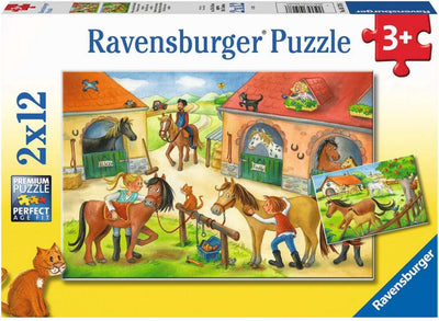 Ravensburger Puzzle Urlaub in der Reitschule – zwei Puzzles – 12 Teile – Kinderpuzzle
