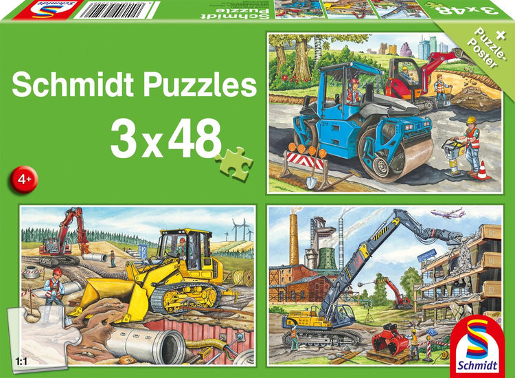 Schmidt - Puzzle - Meine liebsten Baufahrzeuge - 3 x 48 Teile - Kinder - ab 4 Jahren