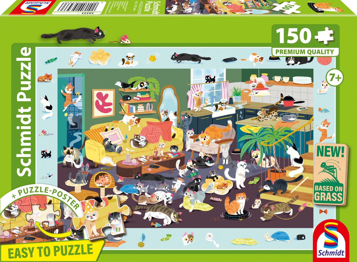 Schmidt - Puzzle - Lustiges Katzenchaos - 150 Teile - Kinder - ab 7 Jahren