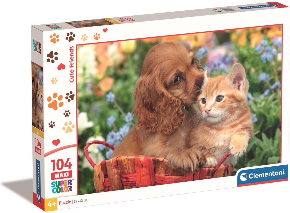 Clementoni – Puzzle – 104 Teile – Welpe und Kätzchen – Kinderpuzzle – ab 6 Jahren