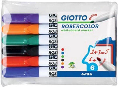 Giotto-Box mit 6 Whiteboard-Markern, Robertocolor-Spitze 4 mm