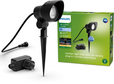 Philips LED-Bodenstrahler-Basisset für den Außenbereich – Niederspannung – Schwarz – warmweißes Licht – 24 W