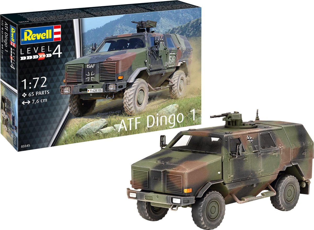 Revell Modellbausatz Militärfahrzeuge – 03345 ATF Dingo 1 Militärfahrzeug Kunststoff – 1:72 – Modellbau