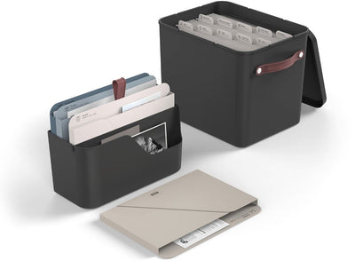 Rotho My Paper Organizer Set, Dokumentenorganizer und Archiv 2 in 1. Schwarz mit blauer Einlage. geeignet für A4-Format