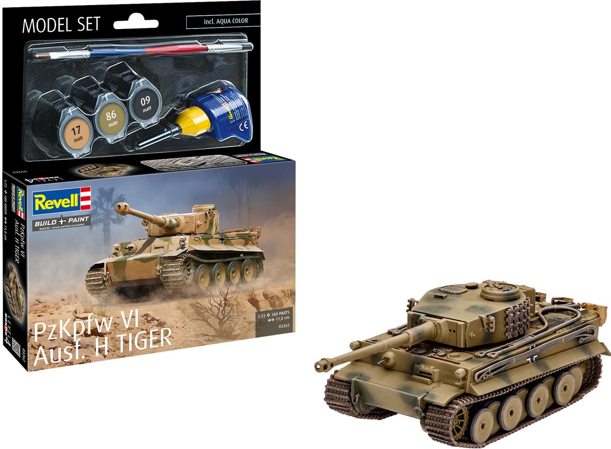 Revell Militärfahrzeug-Modellbausatz – 63262 Panzerkampfwagen VI Tiger i – PZKPFW VI Ausf. h Tiger - Modellset Kunststoff - 1:72 - Modellbau