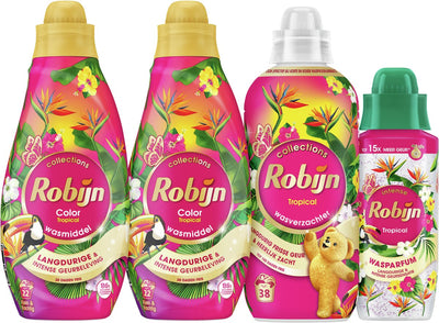 Robijn Perfect Match - Tropical - 4 Stück - 2x Waschmittel + 1 Weichspüler + 1 Waschparfüm - Vorteilspack