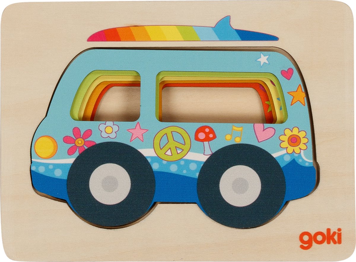 Goki Holzschichten-Puzzleauto, 5-tlg.