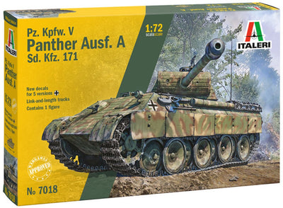 Italeri Modellbausatz Militärfahrzeuge - 7018 sd.kfz. 171 pz.kpfw. v panther ausf. a - Panzer aus Kunststoff - 1:72 - Modellbau
