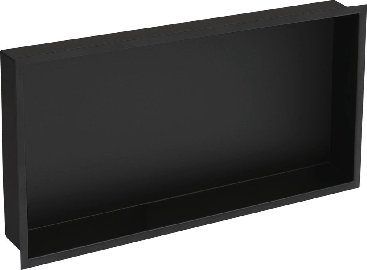 Plieger Posteingang Einbaunische – mit Flansch – Edelstahl – 60 x 30 x 7,5 cm – mattschwarz