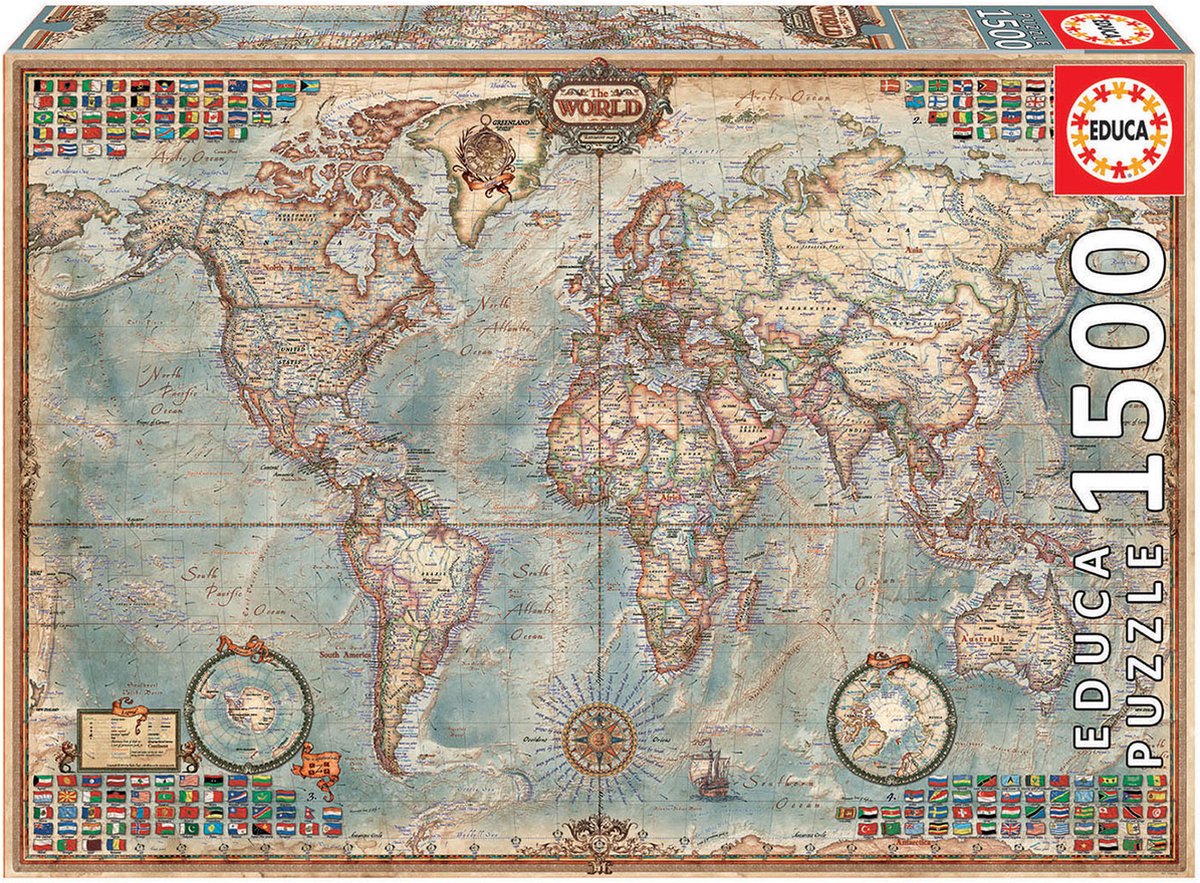 Educa – Puzzle – 1500 Teile – politische Weltkarte