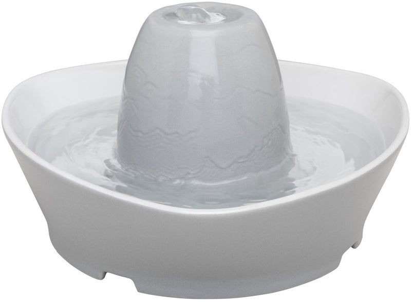 Petsafe ® Streamside Keramik-Haustierbrunnen – Keramik-Trinkbrunnen für Katzen und kleine Hunde – Wasser sprudelt sanft über den Turm – durch das Design von allen Seiten zugänglich – 1,8 Liter – Bachseite