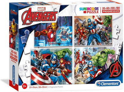 Clementoni-Puzzle 4-in-1 Avengers – 20 60 100 180 Teile
