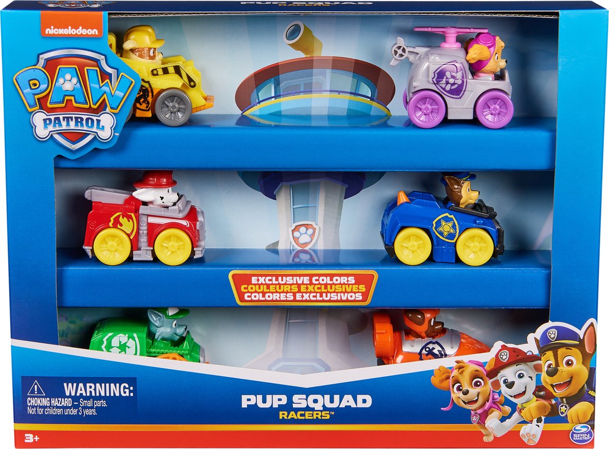 Spinmaster Paw Patrol Pup Squad Racer, 6er-Pack