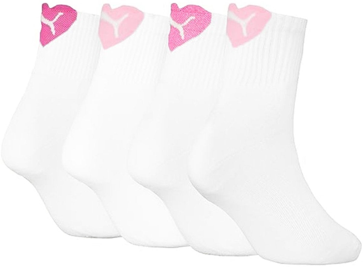 Puma Damen 4p halbhohe Socken herzweiß