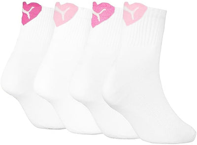 Puma Damen 4p halbhohe Socken herzweiß