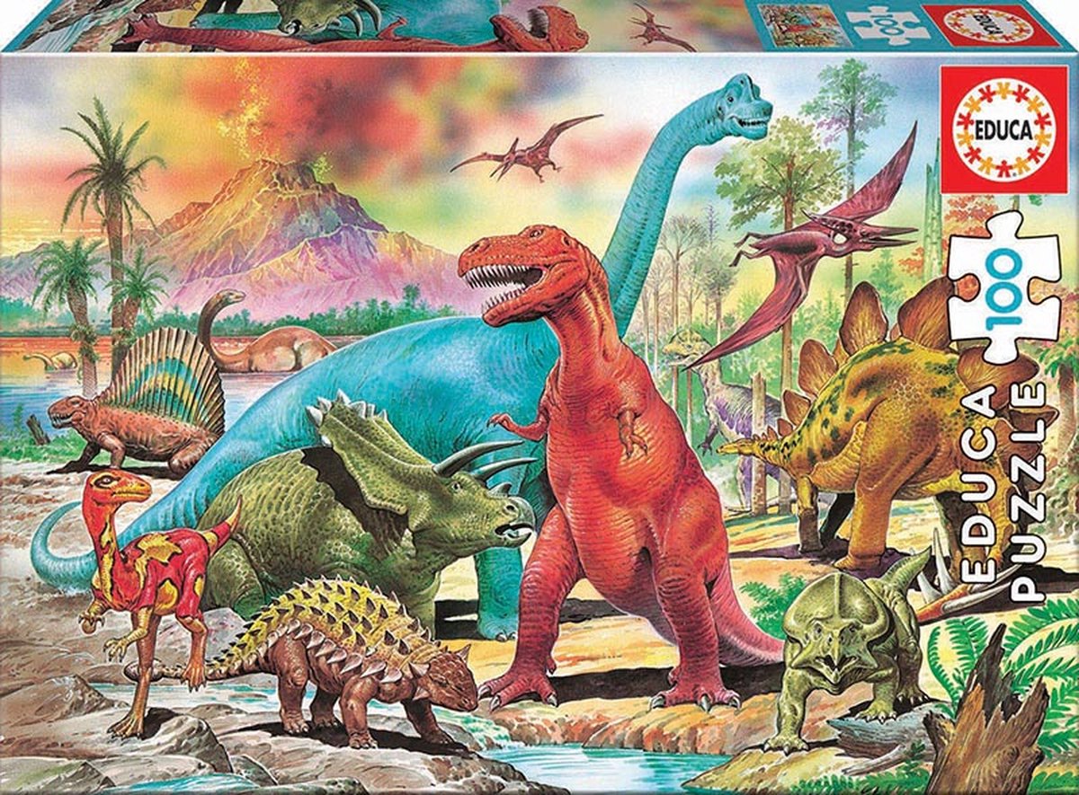 Educa - Puzzle - 100 Teile - Dinosaurier - Dinosaurier - Kinderpuzzle - Puzzle