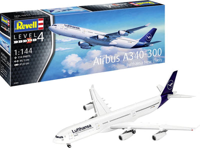 Revell Modellbausatz Flugzeug – 03803 Airbus A340-300 – Lufthansa – neue Lackierung – Flugzeug-Kunststoff – 1:144 – Modellbau