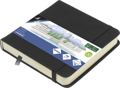 Kangaro-Skizzenbuch – 12 x 12 cm – Schwarz – PU-Hardcover – mit Gummiband und Band – 140 g Papier – 160 Seiten – k-861200