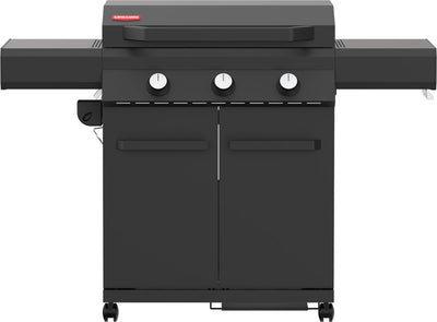 Grill Guru Plancha-Gasgrill – Schwarz – Nitrid-Kochfeld, für intensive Nutzung geeignet – inkl. Regenschutz