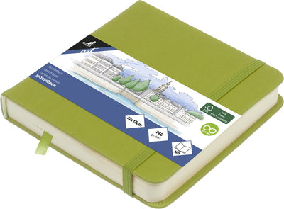 Kangaro-Skizzenbuch – 12 x 12 cm – Limettengrün – PU-Hardcover – mit Gummizug und Leseband – k-861209