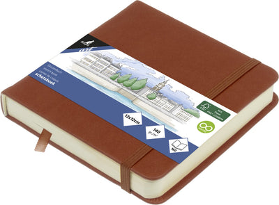 Kangaro-Skizzenbuch – 12 x 12 cm – Cognac – PU-Hardcover – mit Gummizug und Leseband