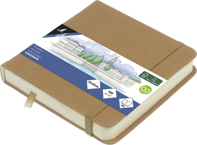 Kangaro-Skizzenbuch – 12 x 12 cm – Taupe – PU-Hardcover – mit Gummiband und Leseband – k-861206