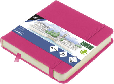 Kangaro-Skizzenbuch – 12 x 12 cm – Pink – mit Gummiband und Band – k-861250