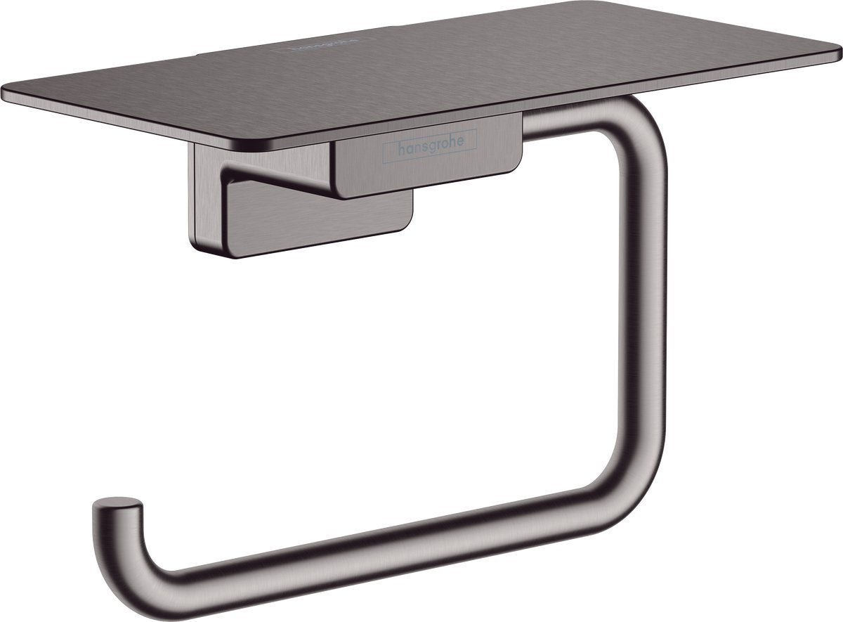 Hansgrohe addstoris Toilettenpapierhalter mit Ablage, gebürstetes Schwarzchrom