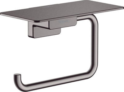 Hansgrohe addstoris Toilettenpapierhalter mit Ablage, gebürstetes Schwarzchrom