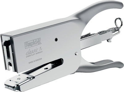 Rapid K1 Classic Heftzange – Platin-Chrom – bis zu 50 Blatt – verstellbarer Amboss – Silber