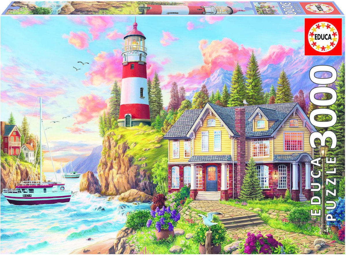 Educa Puzzle Leuchtturm Ozean 3000 Teile - Puzzle.