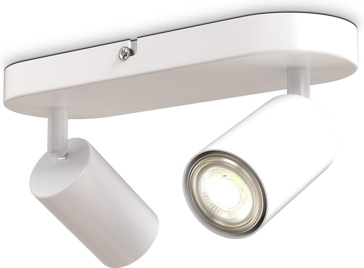 B.K.licht - Aufbaustrahler - Deckenstrahler mit 2 Lichtpunkten - Strahler drehbarer Stab - schwenkbar - GU10-Fassung - L.: 27cm