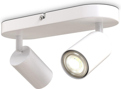 B.K.licht - Aufbaustrahler - Deckenstrahler mit 2 Lichtpunkten - Strahler drehbarer Stab - schwenkbar - GU10-Fassung - L.: 27cm