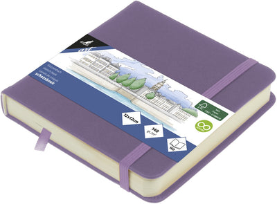 Känguru-Skizzenbuch – 12 x 12 cm – Heideviolett – mit Gummiband und Band – k-861253