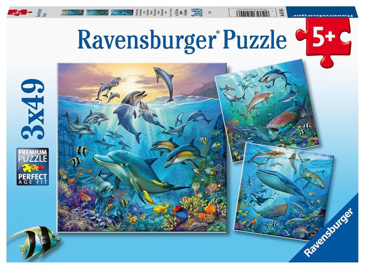 Ravensburger Puzzle Tiere im Ozean - 3x49 Teile - Kinderpuzzle